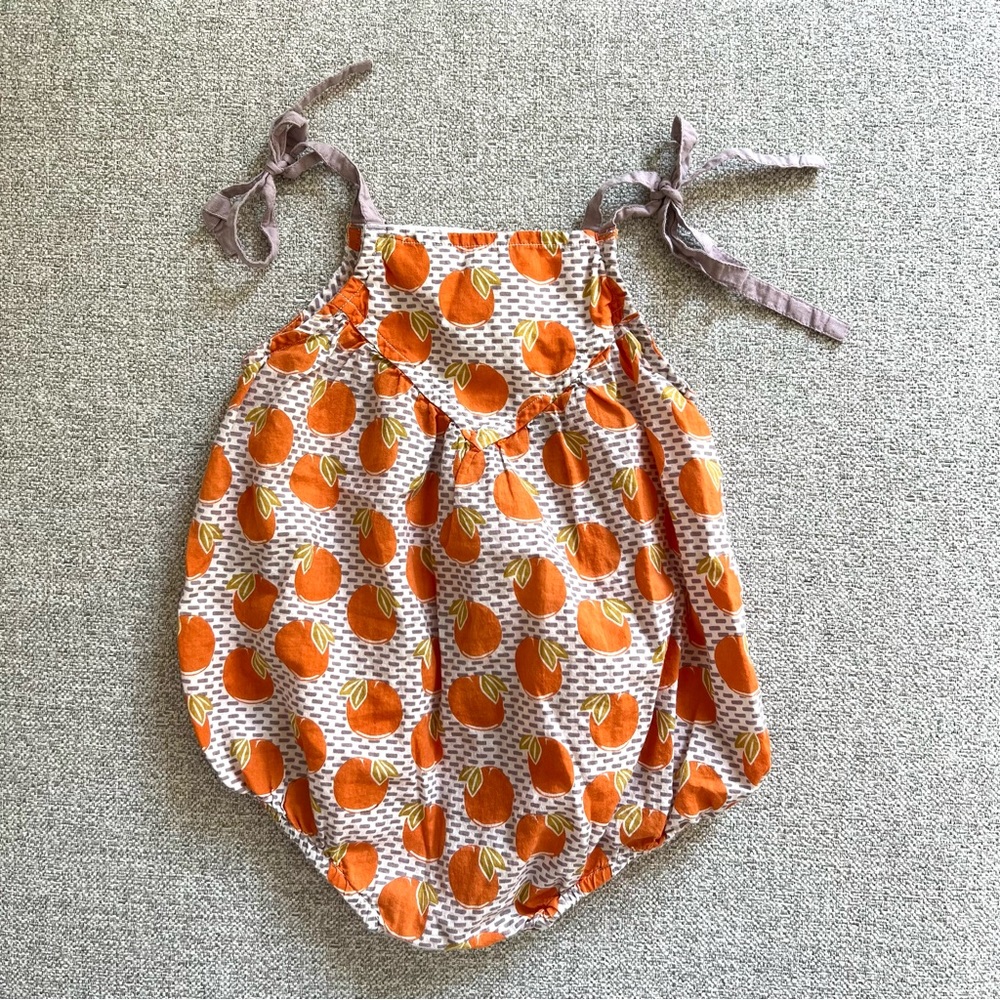 Pink Chicken Baby Girls Oranges Bubble Romper 12/18 months